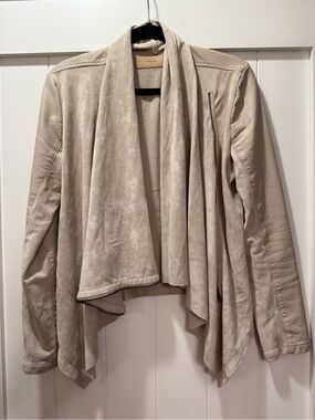 Blank NYC Light Taupe Draped Leather Jacket